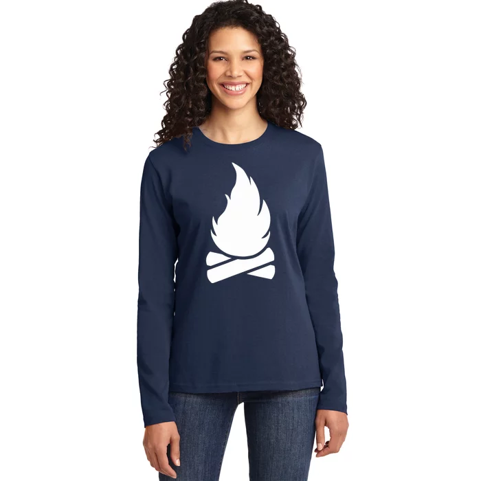 Camping Campfire Ladies Long Sleeve Shirt