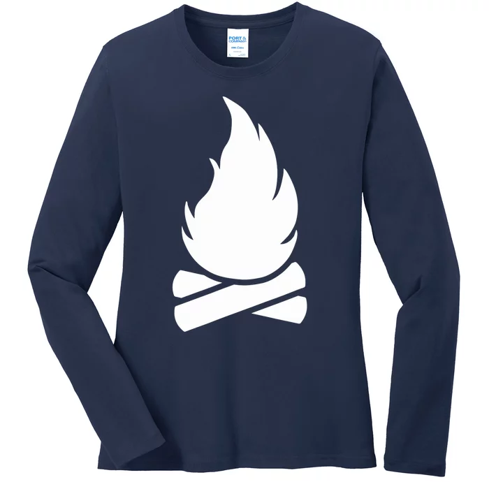 Camping Campfire Ladies Long Sleeve Shirt