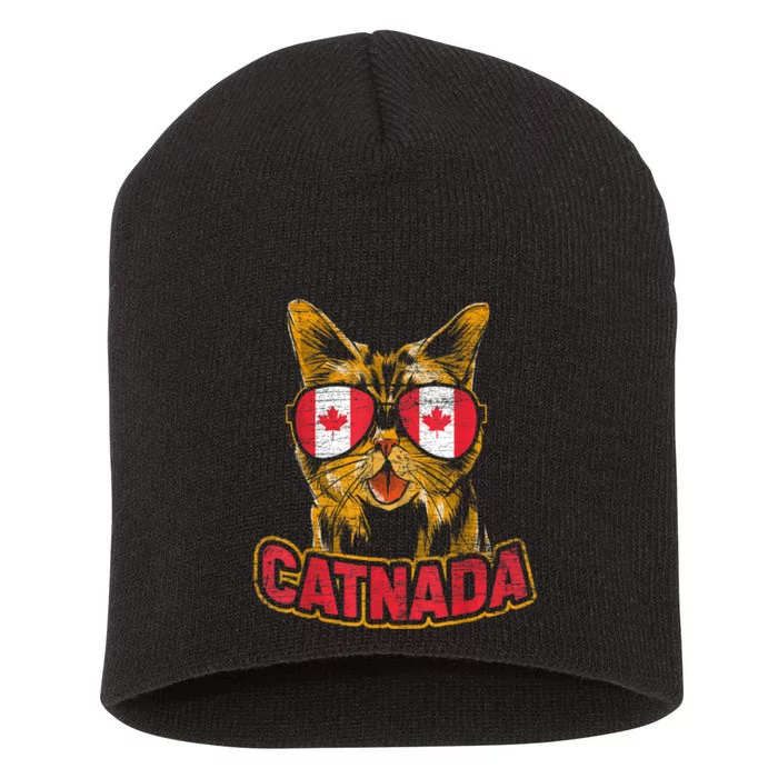 Catnada Canadian Cat Animal Canada Day Canada Short Acrylic Beanie