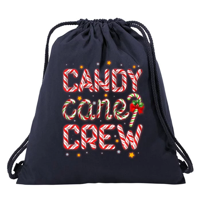 Cute Christmas Candy Cane Crew Matching Shirts Drawstring Bag