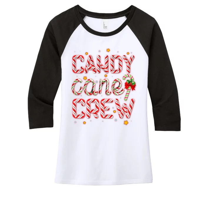 Cute Christmas Candy Cane Crew Matching Shirts Women's Tri-Blend 3/4-Sleeve Raglan Shirt