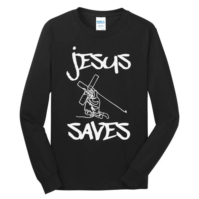 Christian Carrying Cross Jesus Saves Tall Long Sleeve T-Shirt