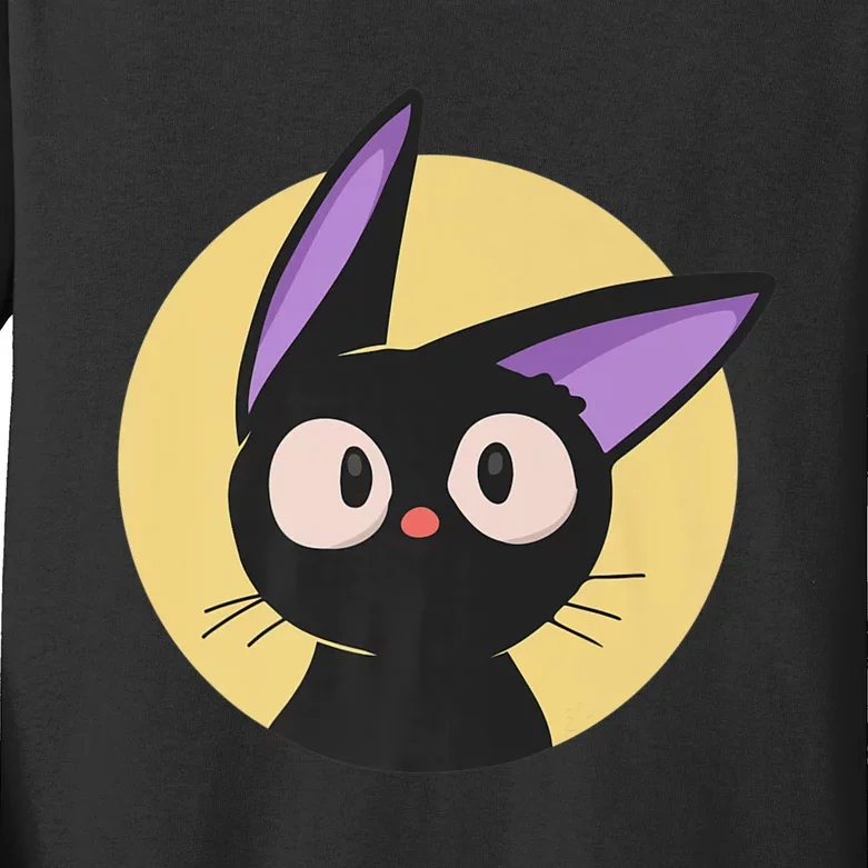 Cute Chibi Cat Jiji's Kitten Black Witch Anime, Manga Lover Kids Long Sleeve Shirt