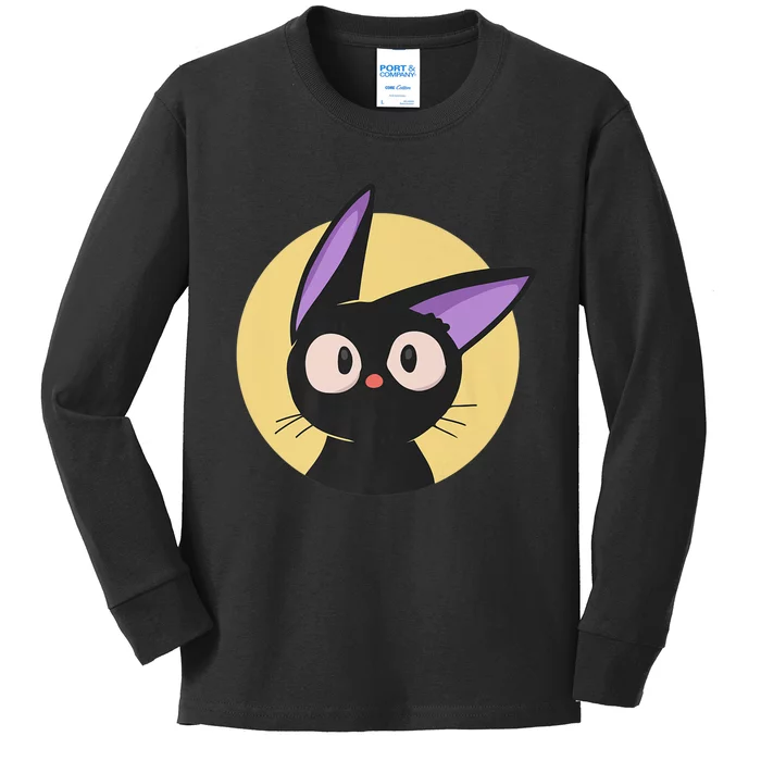 Cute Chibi Cat Jiji's Kitten Black Witch Anime, Manga Lover Kids Long Sleeve Shirt