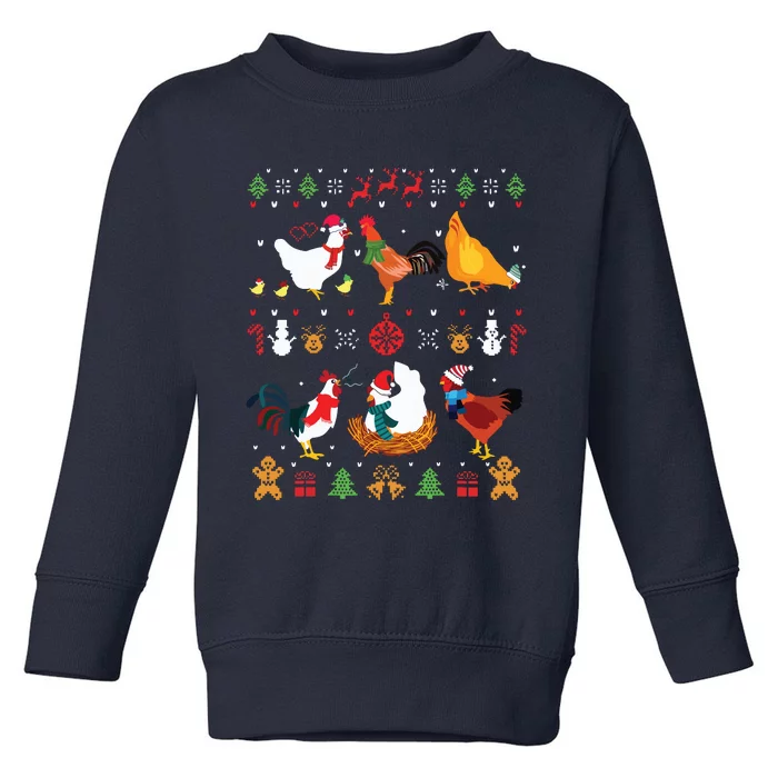 Chicken Collection Christmas Sweater Santa Chicken Farmer Toddler Sweatshirt