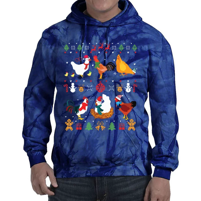 Chicken Collection Christmas Sweater Santa Chicken Farmer Tie Dye Hoodie