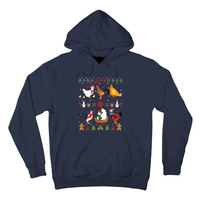 Chicken Collection Christmas Sweater Santa Chicken Farmer Tall Hoodie