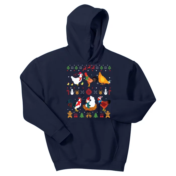 Chicken Collection Christmas Sweater Santa Chicken Farmer Kids Hoodie