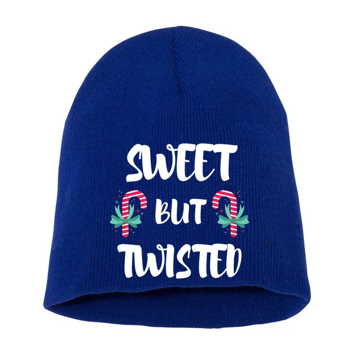 Christmas Candy Cane Sweet But Twisted Xmas Funny Holiday Gift Short Acrylic Beanie