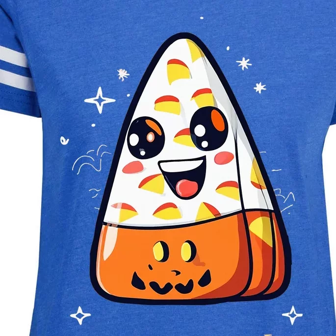 Cute Candy Corn Halloween Costume Kawaii Enza Ladies Jersey Football T-Shirt