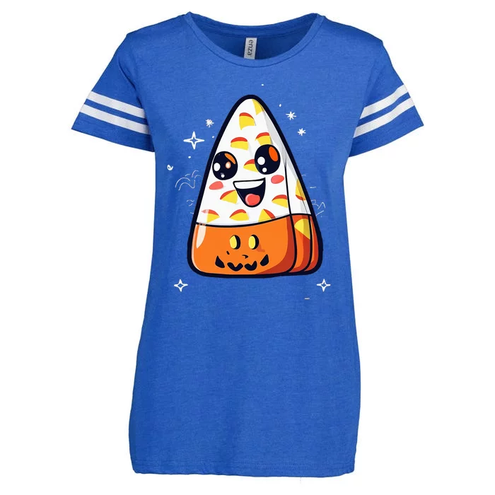 Cute Candy Corn Halloween Costume Kawaii Enza Ladies Jersey Football T-Shirt