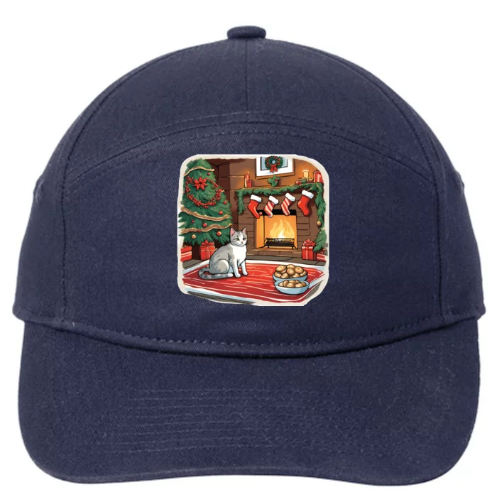 Cute Christmas Cat Christmas Pudding Christmas Tree Christmas Decorations Xmas 7-Panel Snapback Hat