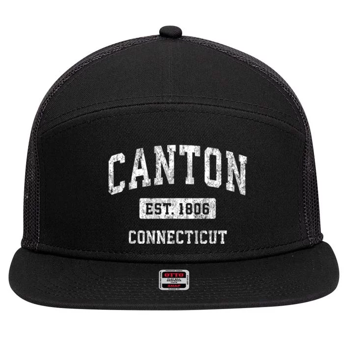 Canton Connecticut Ct Vintage Sports Design 7 Panel Mesh Trucker Snapback Hat