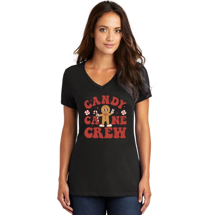 Candy Cane Crew Christmas Cookie Gingerbread Women's V-Neck T-Shirt