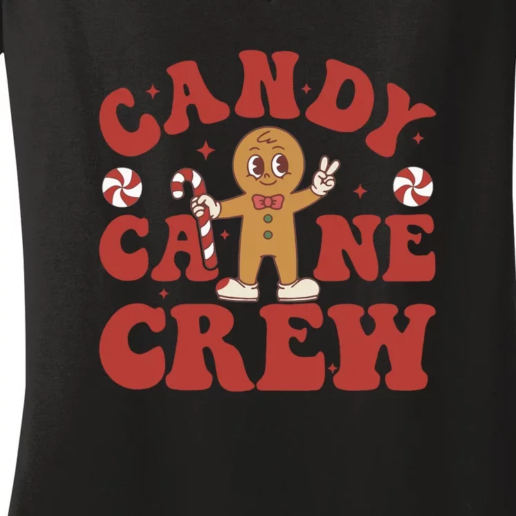 Candy Cane Crew Christmas Cookie Gingerbread Women's V-Neck T-Shirt