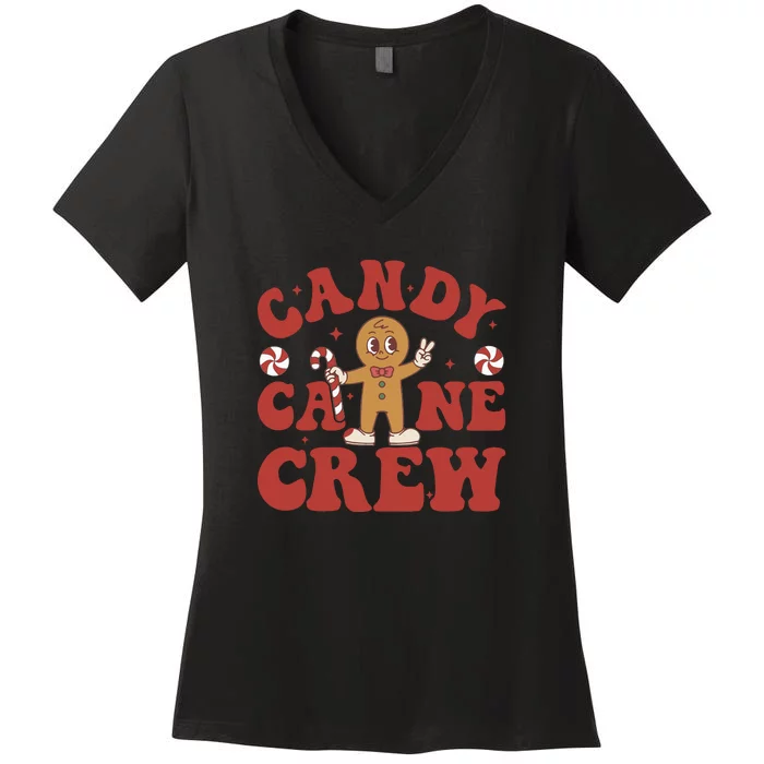 Candy Cane Crew Christmas Cookie Gingerbread Women's V-Neck T-Shirt