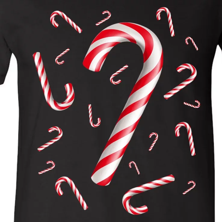 Christmas Candy Cane Mash Up V-Neck T-Shirt