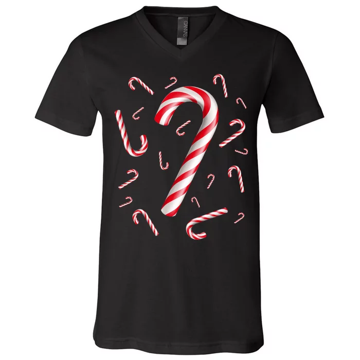 Christmas Candy Cane Mash Up V-Neck T-Shirt