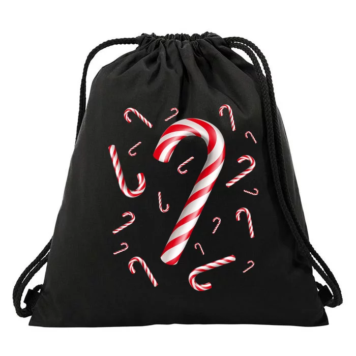 Christmas Candy Cane Mash Up Drawstring Bag