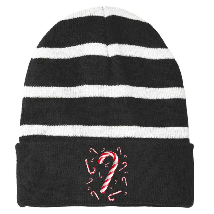 Christmas Candy Cane Mash Up Striped Beanie with Solid Band