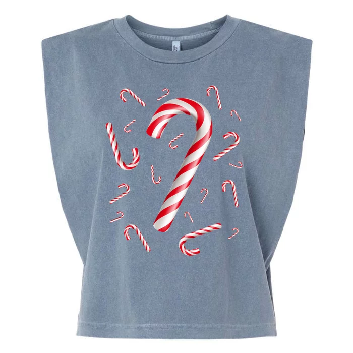 Christmas Candy Cane Mash Up Garment-Dyed Women's Muscle Tee