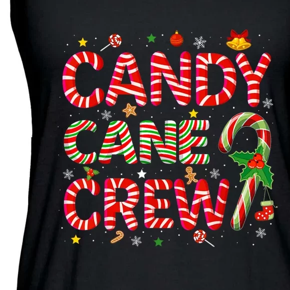 Candy Cane Crew Funny Christmas Candy Lover Xmas Pajamas Ladies Essential Flowy Tank