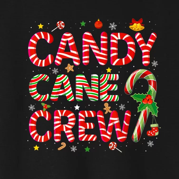 Candy Cane Crew Funny Christmas Candy Lover Xmas Pajamas Women's Crop Top Tee