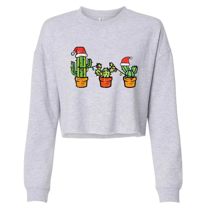 Christmas Cactus Cute Succulent Plant Xmas Funny Funny Cropped Pullover Crew