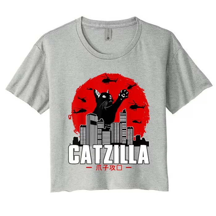 Catzilla Cute Cat Stuff For Cat Lover, Cat Mom, Cat Dad Women's Crop Top Tee