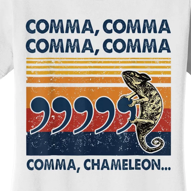 Comma Comma Chameleon Funny Grammar English Teacher Women's T-Shirt