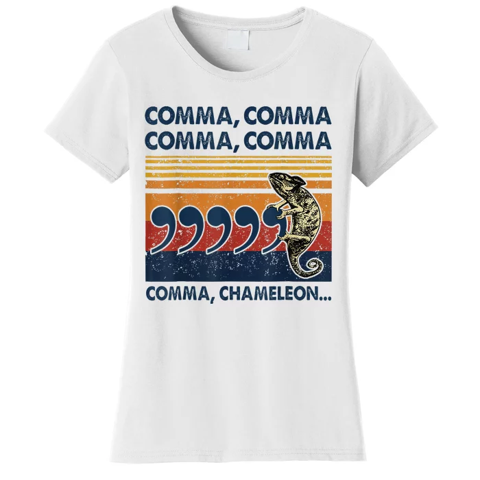 Comma Comma Chameleon Funny Grammar English Teacher Women's T-Shirt