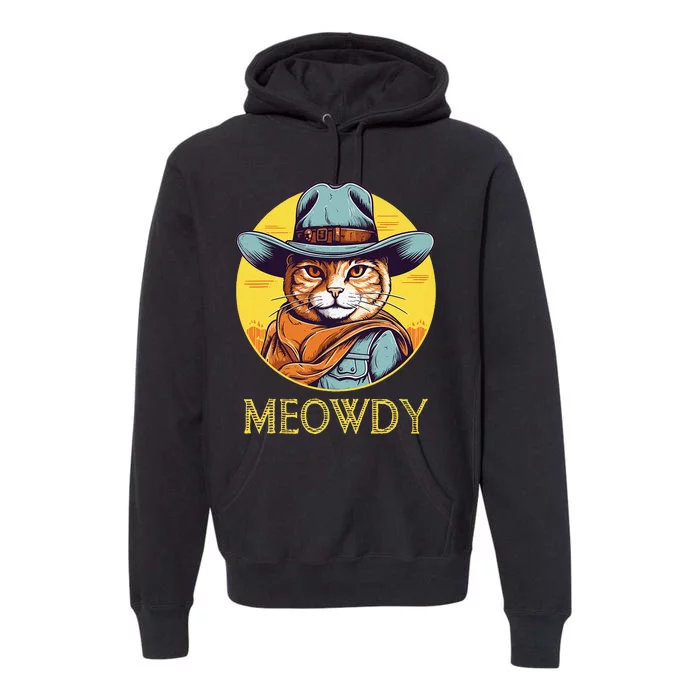 Cat Cowboy Cowgirl Women Halloween Meow Howdy Premium Hoodie