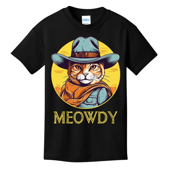 Cat Cowboy Cowgirl Women Halloween Meow Howdy Kids T-Shirt