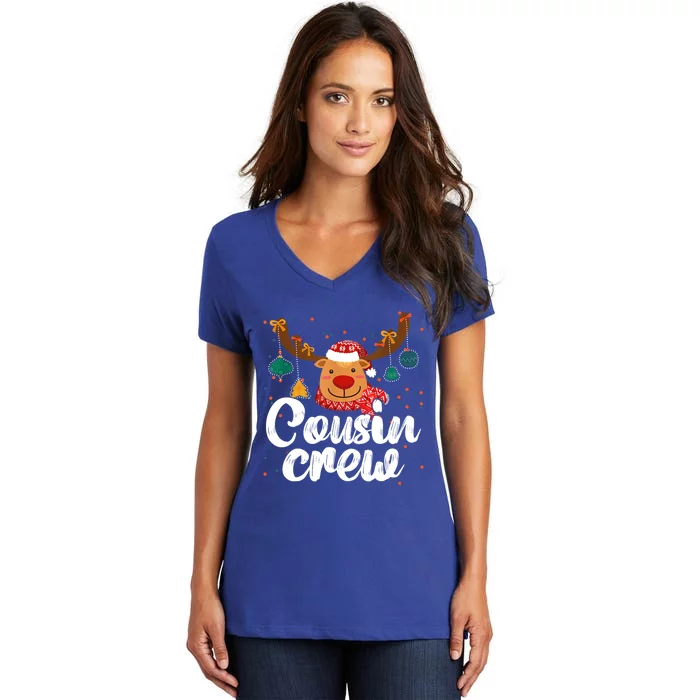 Cousin Crew Christmas Reindeer Funny Xmas Matching Family Cool Gift Women's V-Neck T-Shirt