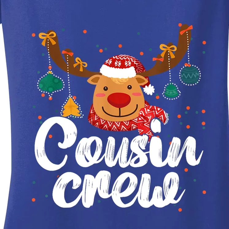 Cousin Crew Christmas Reindeer Funny Xmas Matching Family Cool Gift Women's V-Neck T-Shirt