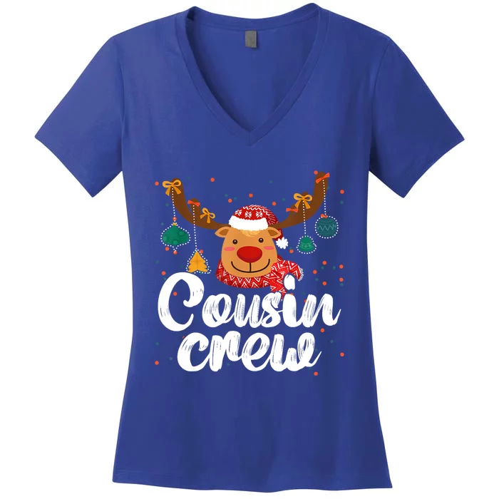 Cousin Crew Christmas Reindeer Funny Xmas Matching Family Cool Gift Women's V-Neck T-Shirt