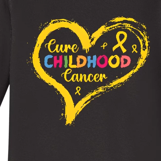 Cure Childhood Cancer September Gold Cancer Awareness Month Baby Long Sleeve Bodysuit