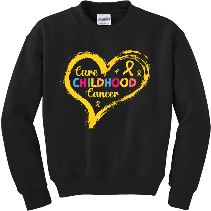 Cure Childhood Cancer September Gold Cancer Awareness Month Kids Sweatshirt