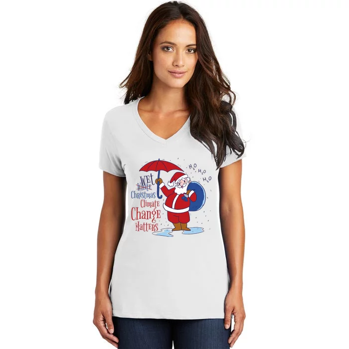 Climate Change Christmas Women's V-Neck T-Shirt