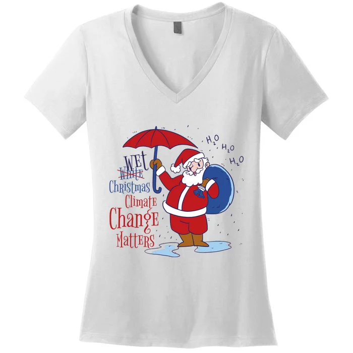 Climate Change Christmas Women's V-Neck T-Shirt