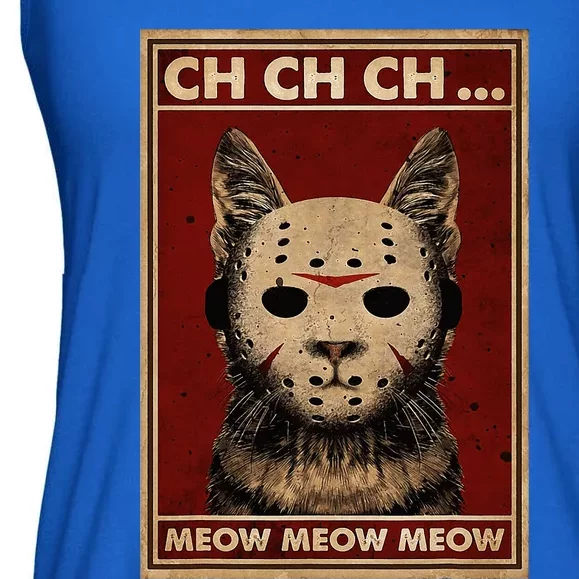 Ch Ch Ch Meow Meow Scary Halloween Cat Horror Slasher Movie Ladies Essential Flowy Tank