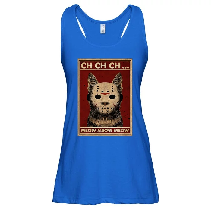 Ch Ch Ch Meow Meow Scary Halloween Cat Horror Slasher Movie Ladies Essential Flowy Tank