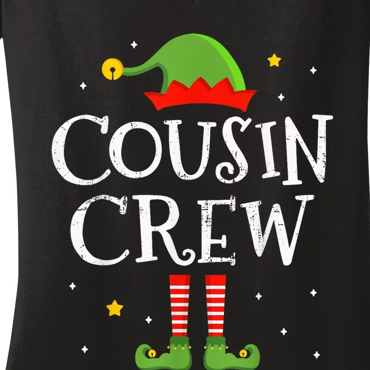 Christmas cousin crew with elf costume for family xmas Women's V-Neck T-Shirt