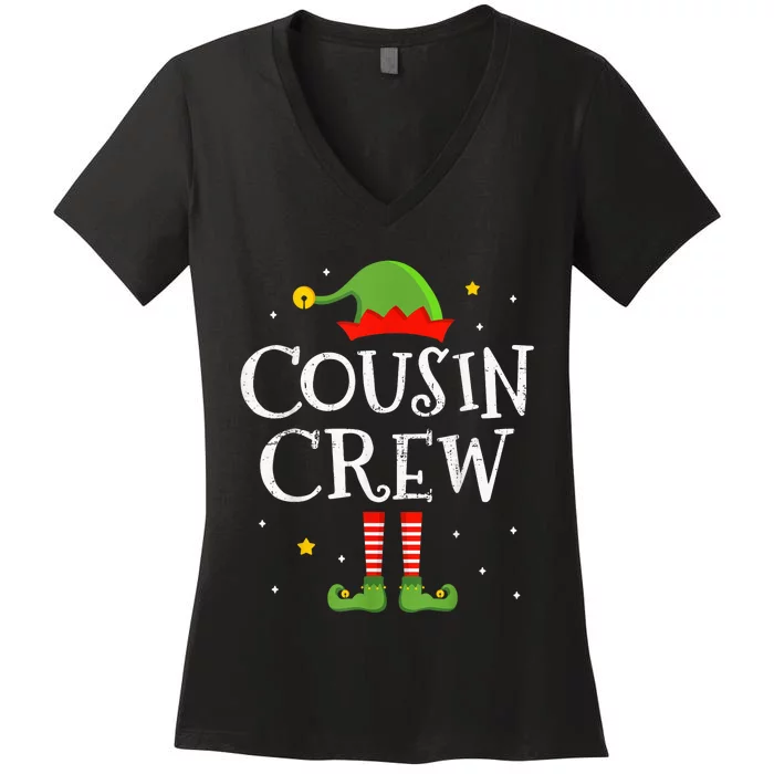 Christmas cousin crew with elf costume for family xmas Women's V-Neck T-Shirt