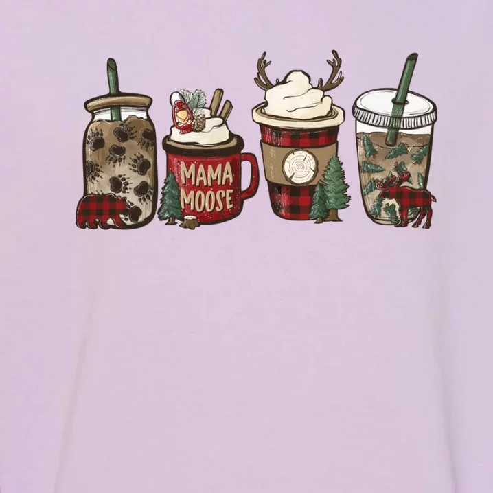 Cabin Christmas Coffee Mama Moose Holiday S Funny Gift Garment-Dyed Sweatshirt