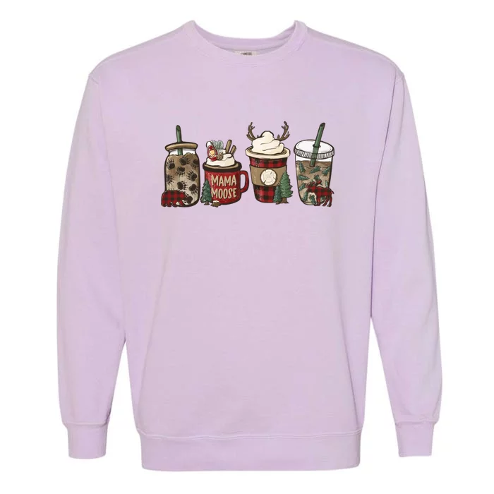 Cabin Christmas Coffee Mama Moose Holiday S Funny Gift Garment-Dyed Sweatshirt