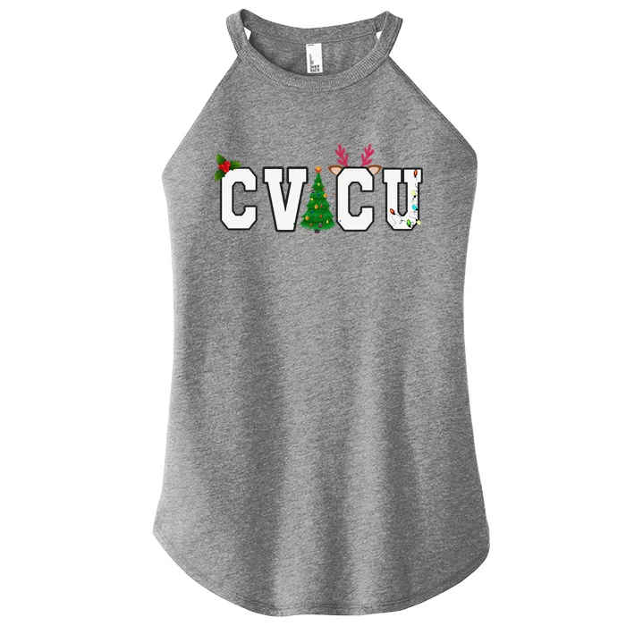 CVICU Christmas Cardiovascular Intensive Care Unit Nurse ICU Women’s Perfect Tri Rocker Tank