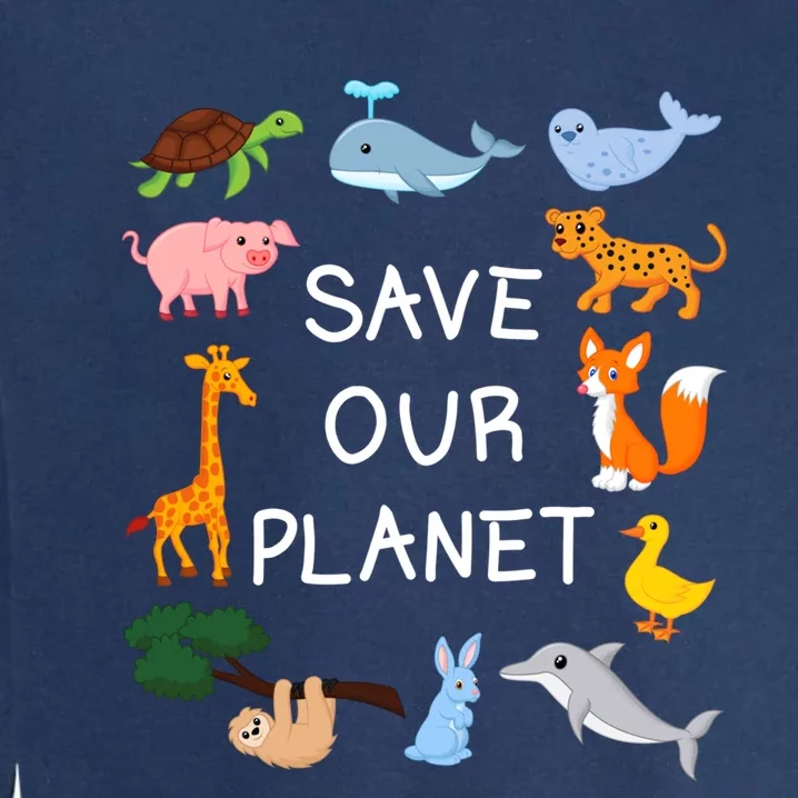 Climate Change Cute Gift With Cute Animals Save Our Planet Great Gift Garment-Dyed Sweatshirt