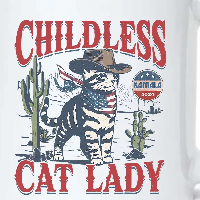 Cowboy Cat Childless Cat Lady For Kamala Election Voting Black Color Changing Mug