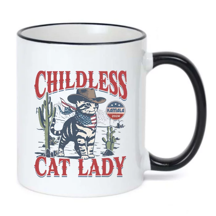 Cowboy Cat Childless Cat Lady For Kamala Election Voting Black Color Changing Mug